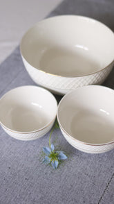 Wilmax Porzellanschüssel mit Goldlinien, 14 cm, 600 ml, 6er Set, WL-880102367/A6